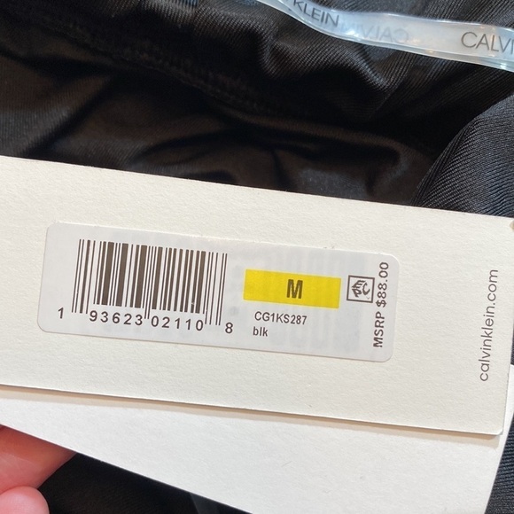 NWT Calvin Klein Black Stretch Removable Cups Tie Shirred Halter Swim Top sz M - Picture 13 of 13